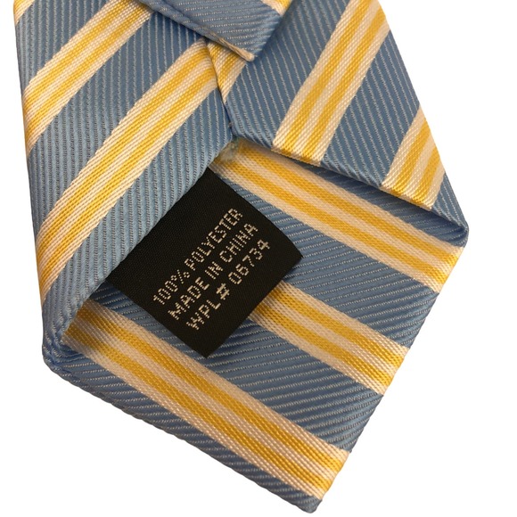 Youth Blue and Yellow Stripe Clip On Tie - Picture 4 of 6